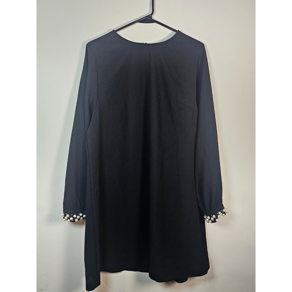 H&M Dresses & Skirts - HM Black Pearl Cuff Long Sleeve Shift Dress Round Neck Mini Size 10